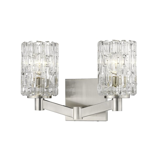 Z-Lite Aubrey 2 Light Vanity, Brushed Nickel & Clear 1931-2V-BN - main